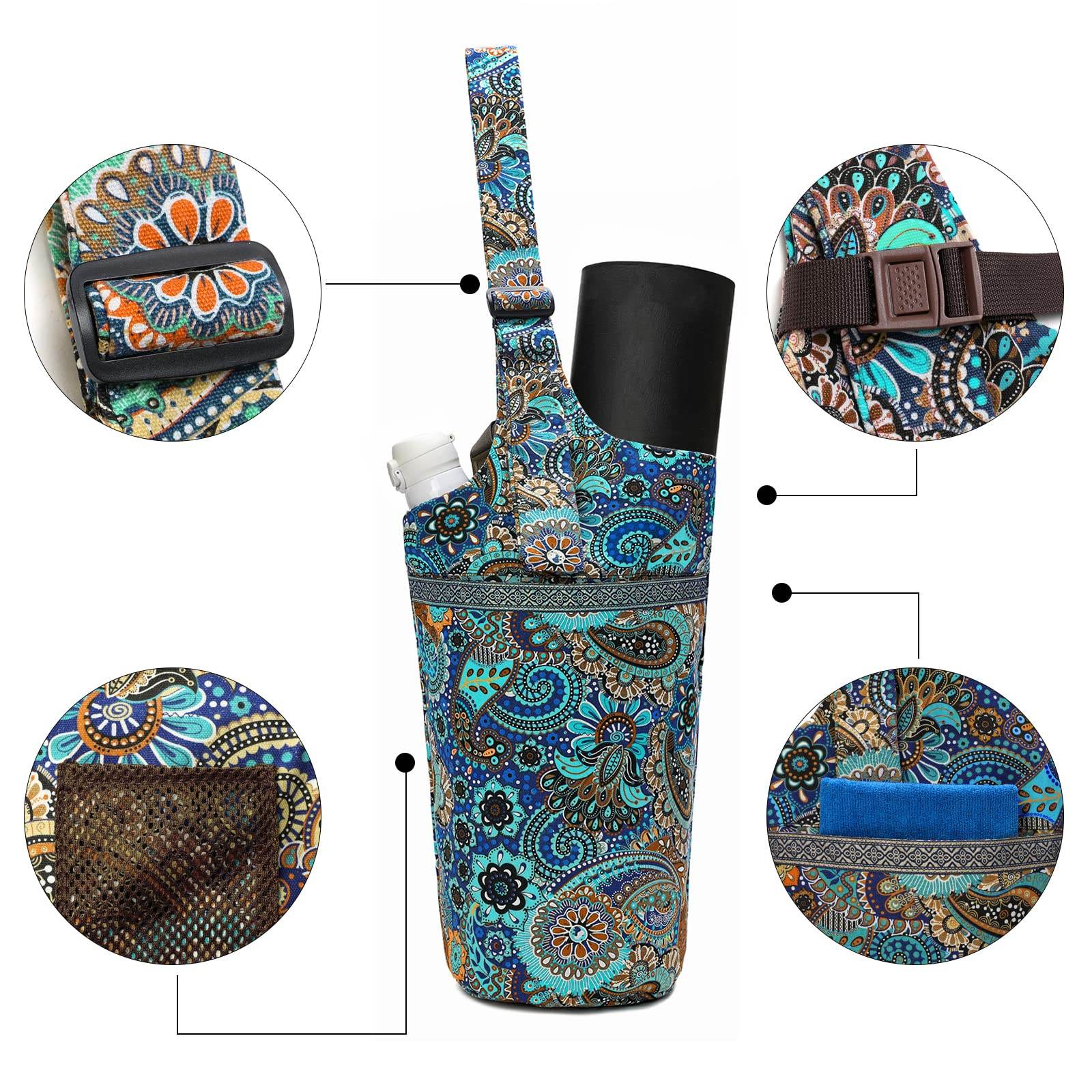 IwIeIaIrI Yoga Mat Bag with Large Size Pocket and Zipper Pocket，Yoga Bag Adjustable Shoulder Strap- Holds More Yoga Accessories - zenfulharmony.com