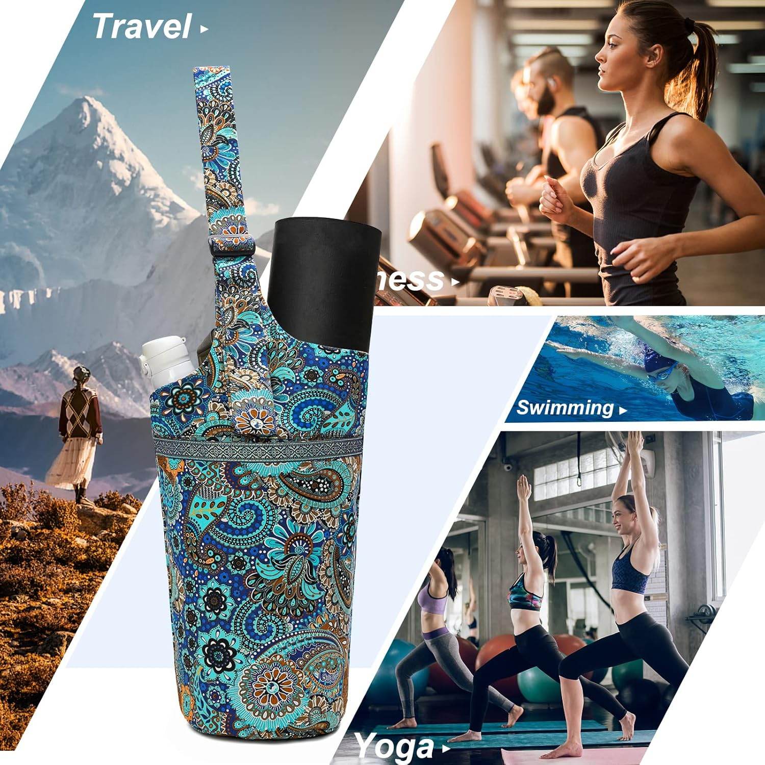 IwIeIaIrI Yoga Mat Bag with Large Size Pocket and Zipper Pocket，Yoga Bag Adjustable Shoulder Strap- Holds More Yoga Accessories - zenfulharmony.com