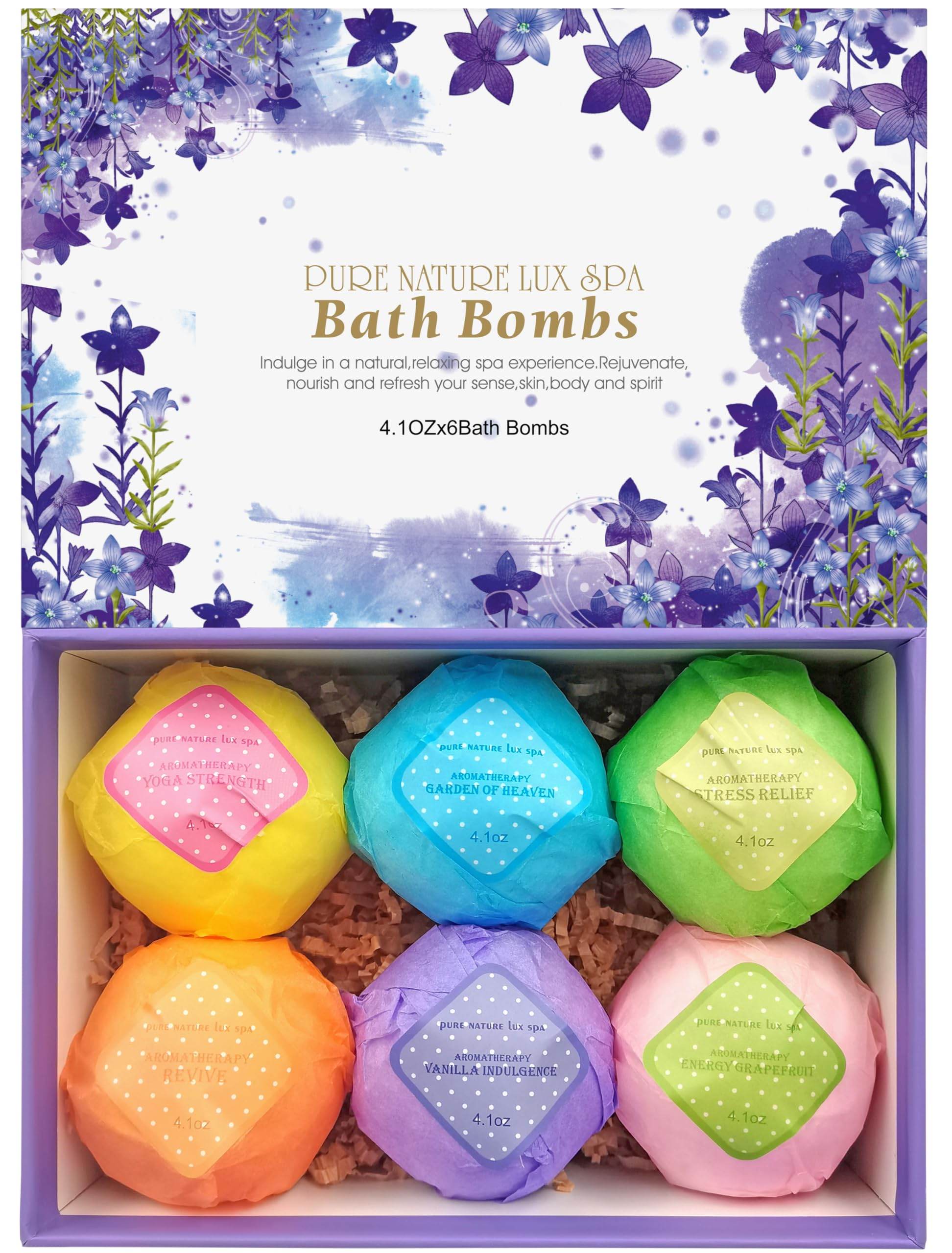 Bath Bombs Gift Set - Ultra Bubble XXL Fizzies (6 x 4.1 oz) with Natural Dead Sea Salt Cocoa and Shea Essential Oils, The Best Birthday Gift Idea for Her/Him, Wife, Girlfriend, Women, Kids - zenfulharmony.com