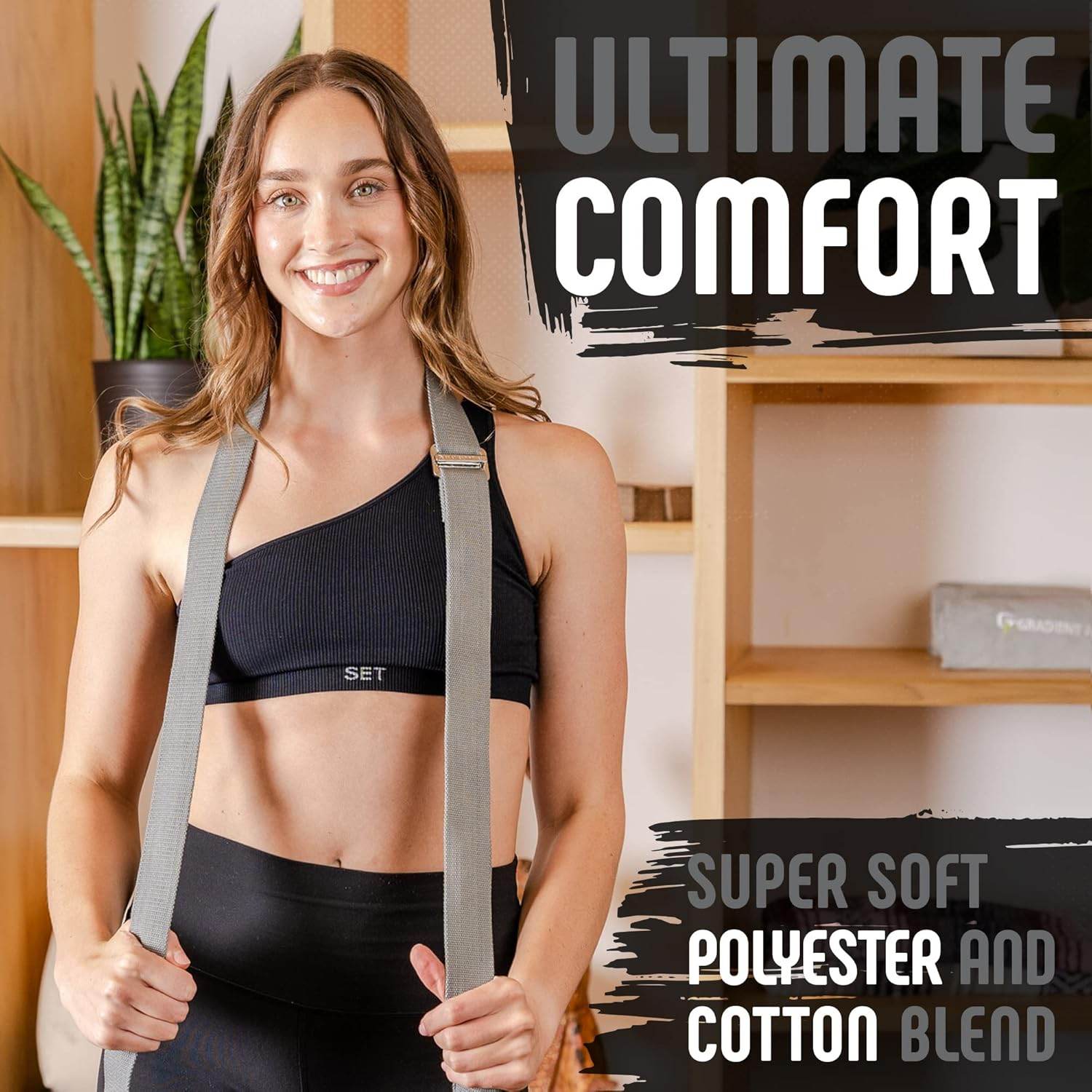 Gradient Fitness Yoga Strap, Friction-Less Easy-Feed Buckle, Super Soft Cotton/Polyester Blend Webbing, Free eGuide. (8 Feet) - zenfulharmony.com