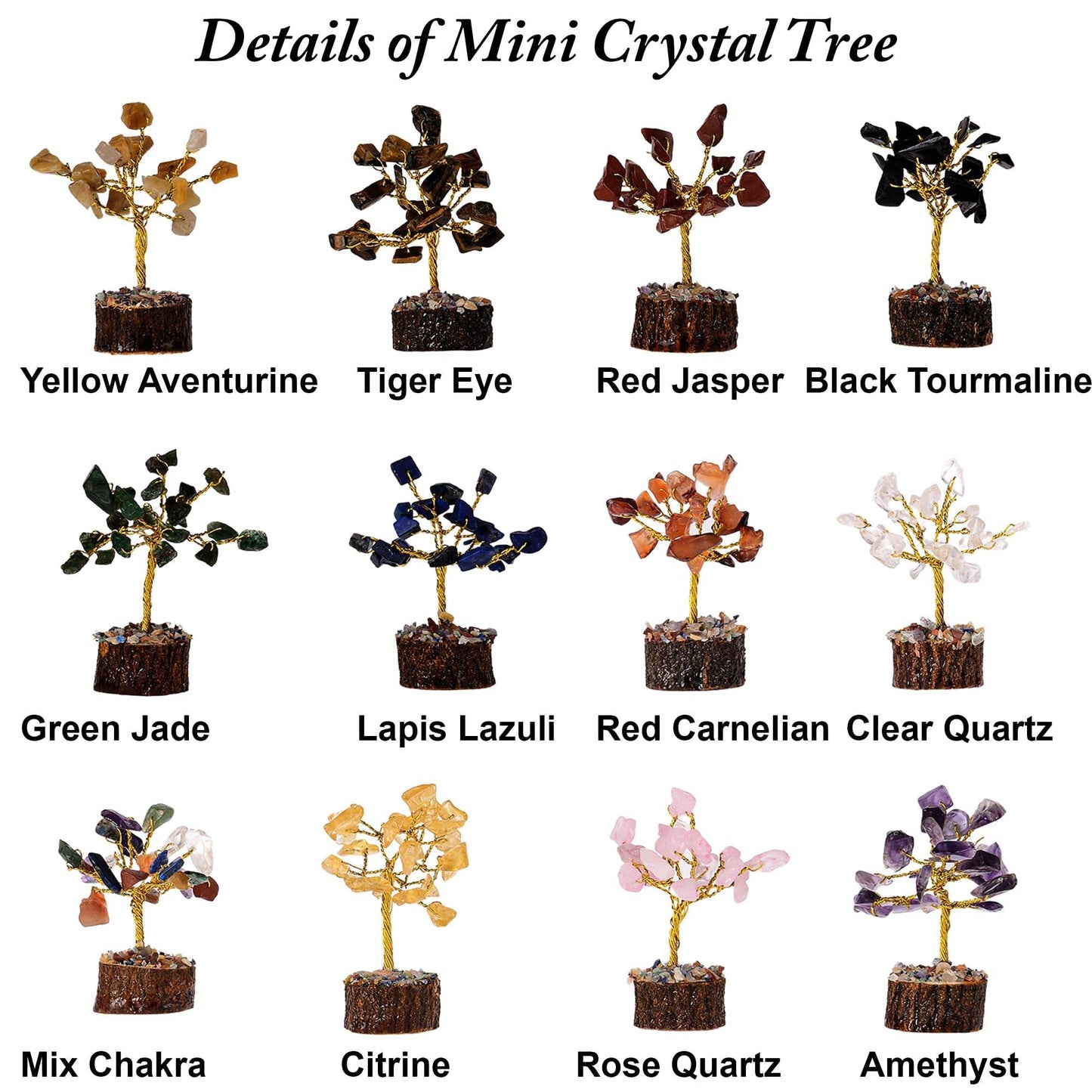 Crystal Tree Gift for Women - Set of 12 Handcrafted Tree of Life Chakra Healing Crystals & Stones for Positive Energy, Good Luck - Perfect Home and Office Decor - Birthday Gifts for Mom & Dad - zenfulharmony.com