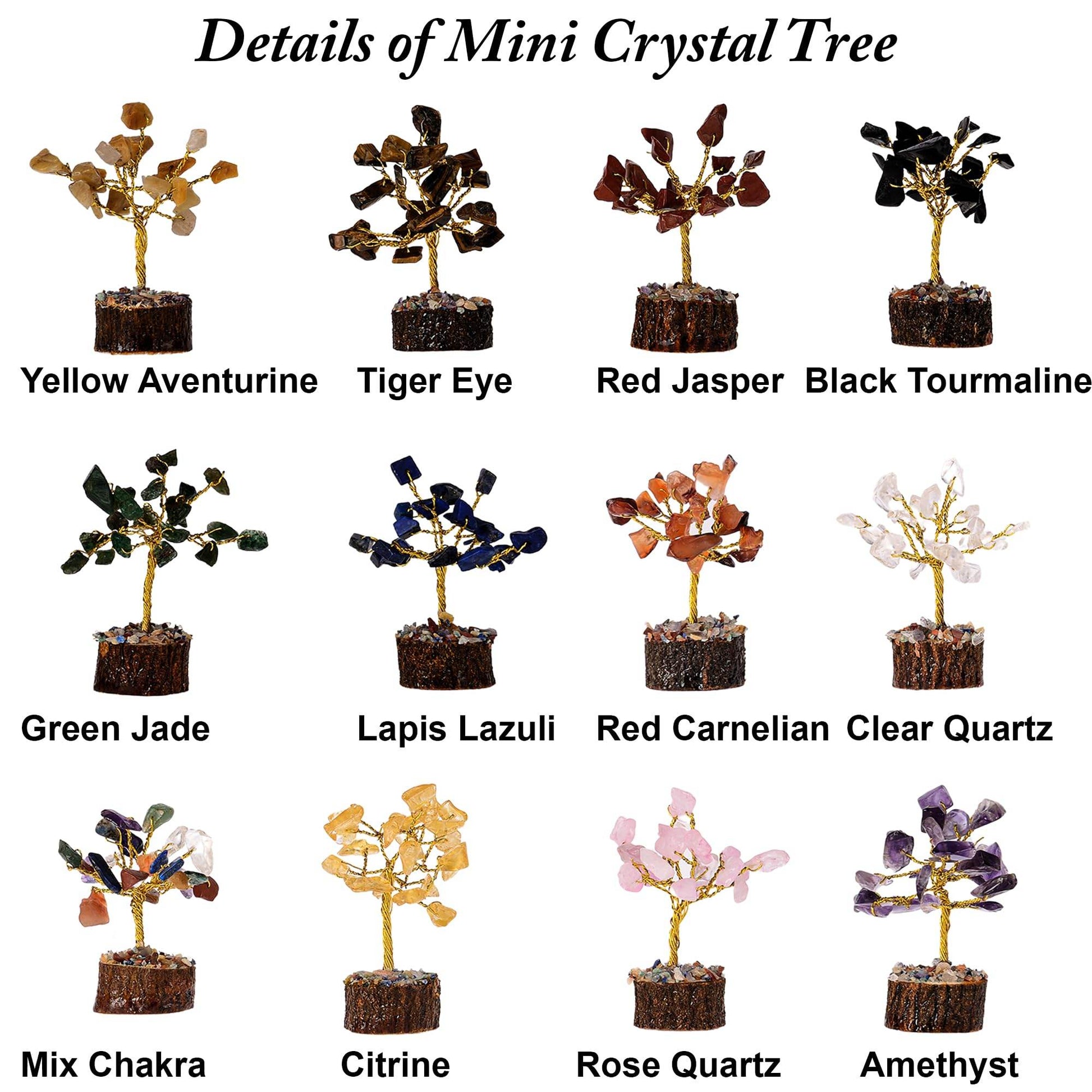 Crystal Tree Gift for Women - Set of 12 Handcrafted Tree of Life Chakra Healing Crystals & Stones for Positive Energy, Good Luck - Perfect Home and Office Decor - Birthday Gifts for Mom & Dad - zenfulharmony.com