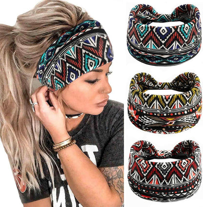 K-Elewon 3 Pack Women Wide Elastic Head Wrap Headband Sports yoga Hair Band - zenfulharmony.com