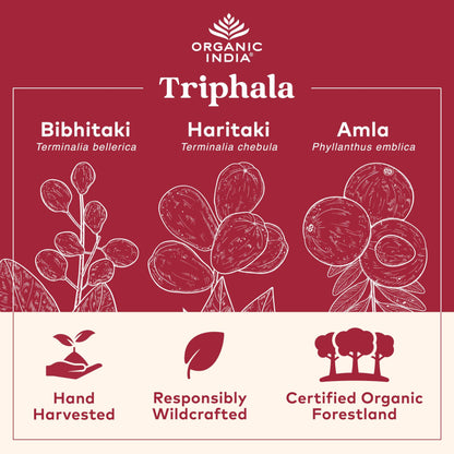 Organic India Triphala Capsules Organic - Herbal Supplement with Amla, Bibhitaki, Haritaki, Digestion & Colon Support, Immune System Support, Adaptogen, Vegan, USDA Certified Organic - 180 Capsules - zenfulharmony.com