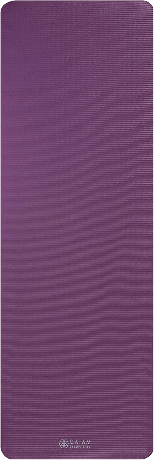 Gaiam Essentials Thick Yoga Mat Fitness & Exercise Mat with Easy-Cinch Yoga Mat Carrier Strap, 72"L x 24"W x 2/5 Inch Thick - zenfulharmony.com