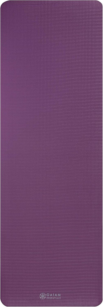 Gaiam Essentials Thick Yoga Mat Fitness & Exercise Mat with Easy-Cinch Yoga Mat Carrier Strap, 72"L x 24"W x 2/5 Inch Thick - zenfulharmony.com