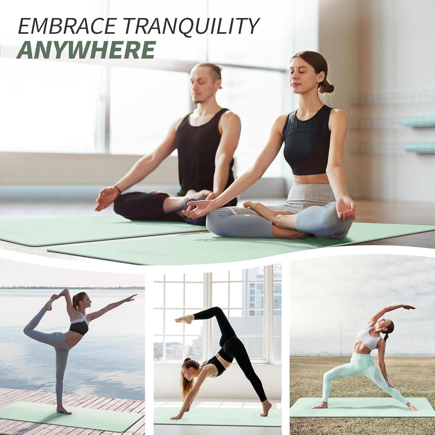CAMBIVO Yoga Mat for Women Men Kids, 1/3 & 1/4 & 2/5 Inch Extra Thick Yoga Mat Non Slip, 72" x 24" TPE Yoga Mats, Workout Mat with Carrying Strap for Yoga, Pilates and Floor Exercises - zenfulharmony.com