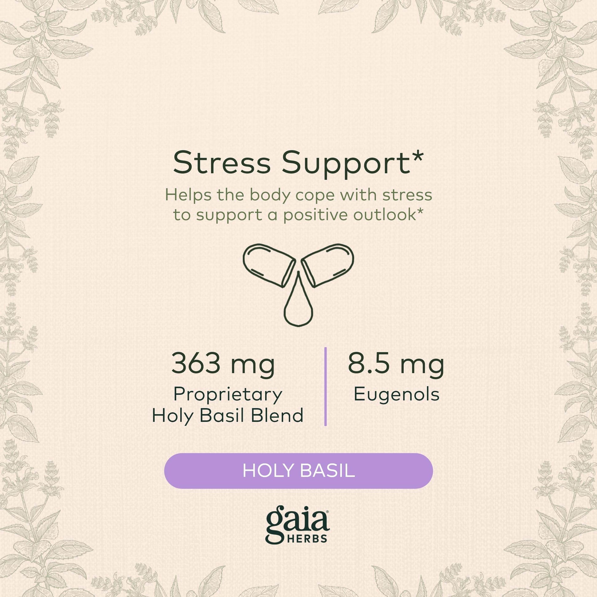 Gaia Herbs Pro Holy Basil Leaf - Stress Support Supplement with Holy Basil - Herbal Supplements to Support a Positive Mindset - 60 Liquid Phyto-Caps - zenfulharmony.com