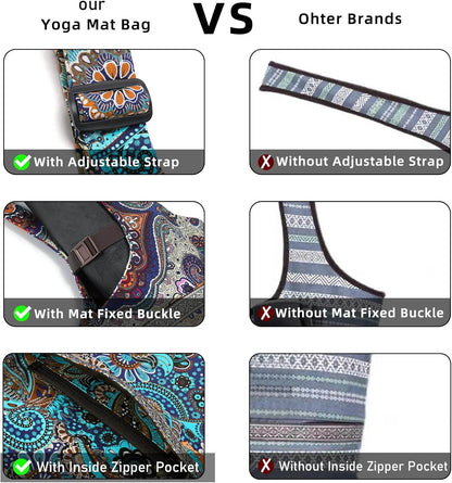 IwIeIaIrI Yoga Mat Bag with Large Size Pocket and Zipper Pocket，Yoga Bag Adjustable Shoulder Strap- Holds More Yoga Accessories - zenfulharmony.com