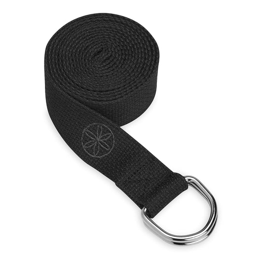 Gaiam Yoga Strap 8ft Stretch Band with Adjustable Metal D-Ring Buckle Loop - Exercise & Fitness Stretching for Yoga, Pilates, Physical Therapy, Dance, Gym Workouts (Black) - zenfulharmony.com