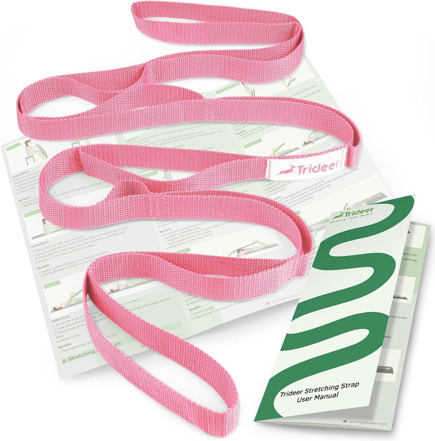 Trideer Stretching Strap Yoga Strap for Physical Therapy, 10 Loops Yoga Straps for Stretching, Non-Elastic Stretch Strap for Pilates, Exercise, Stretch Band for Women & Men with Exercise Book - zenfulharmony.com