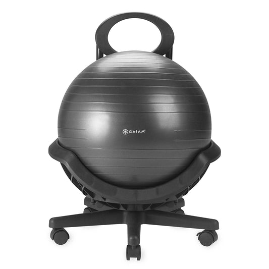 Gaiam Ultimate Balance Ball Chair - Premium Exercise Stability Yoga Ball Ergonomic Chair for Home and Office Desk with Reinforced Base, Air Pump, Exercise Guide, Black - zenfulharmony.com