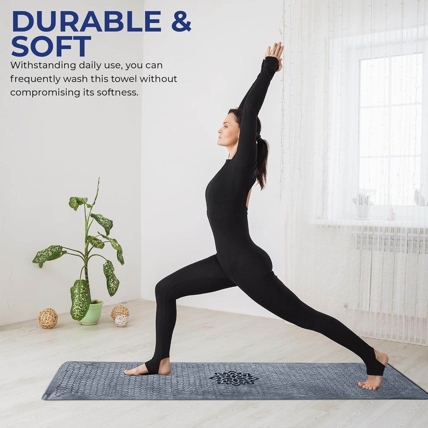 Hot Yoga Mat Towel - Yoga Mat Non Slip w/Honeycomb Design | Easy to Carry Hot Yoga Towel | Perfectly Sized Non Slip Yoga Mat 73” x 26” | Soft & Durable Hot Yoga Towels - zenfulharmony.com