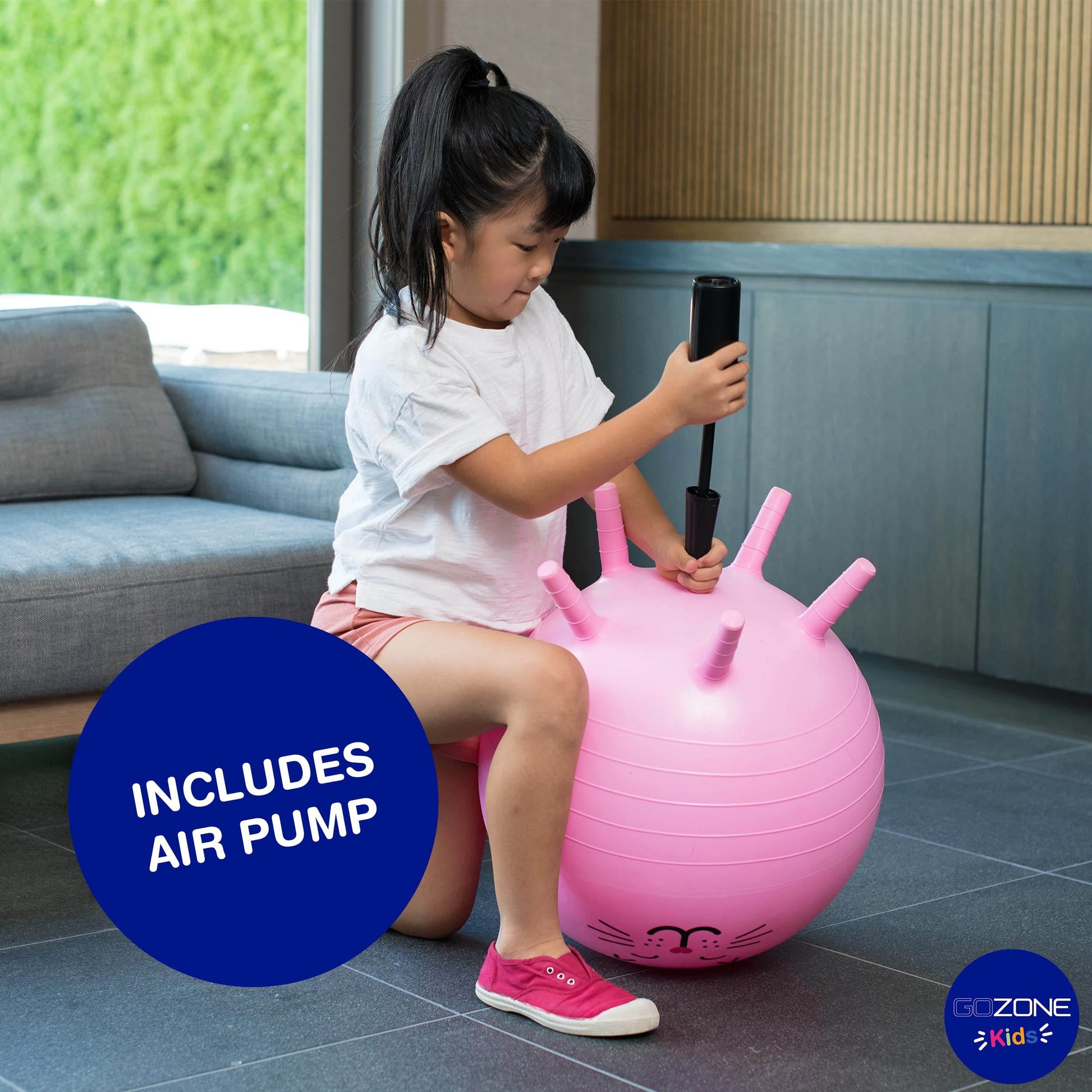 GoZone Kids Balance Ball Chair, Bounce Ball Desk Chair, Classroom Active Seating, 4 Stability Legs, includes Air Pump, Cat Design, Pink - zenfulharmony.com