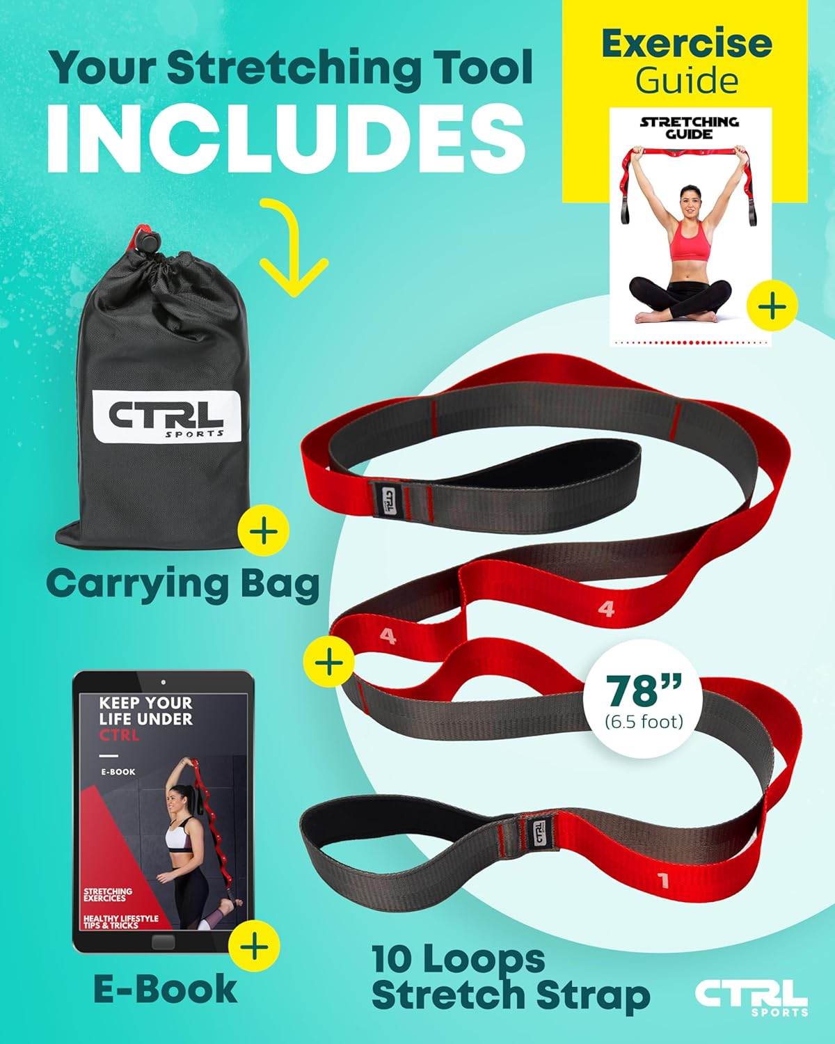 Stretching Strap with Loops - Non Elastic Stretch Band for Physical Therapy, Yoga Strap for Stretching Equipment, Stretch Bands for Exercise and Flexibility - Fascia, Hamstring & Leg Stretcher Belt - zenfulharmony.com