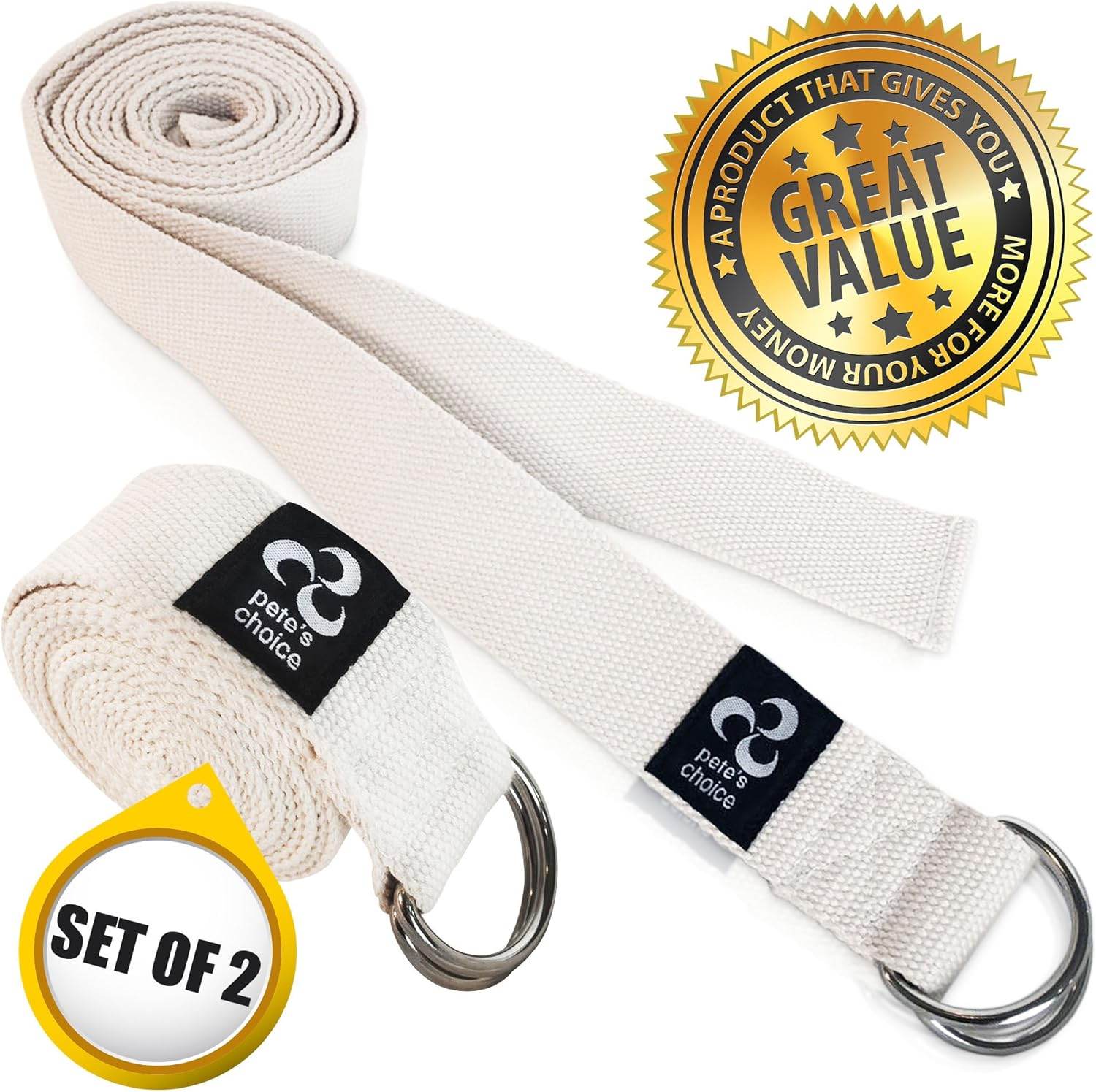 2-PACK or 5-PACK Yoga Exercise Adjustable Straps 8Ft | BONUS eBook | with Durable D-Ring For Pilates & Gym Workouts | Hold Poses, Stretch, Improve Flexibility & Maintain Balance - zenfulharmony.com