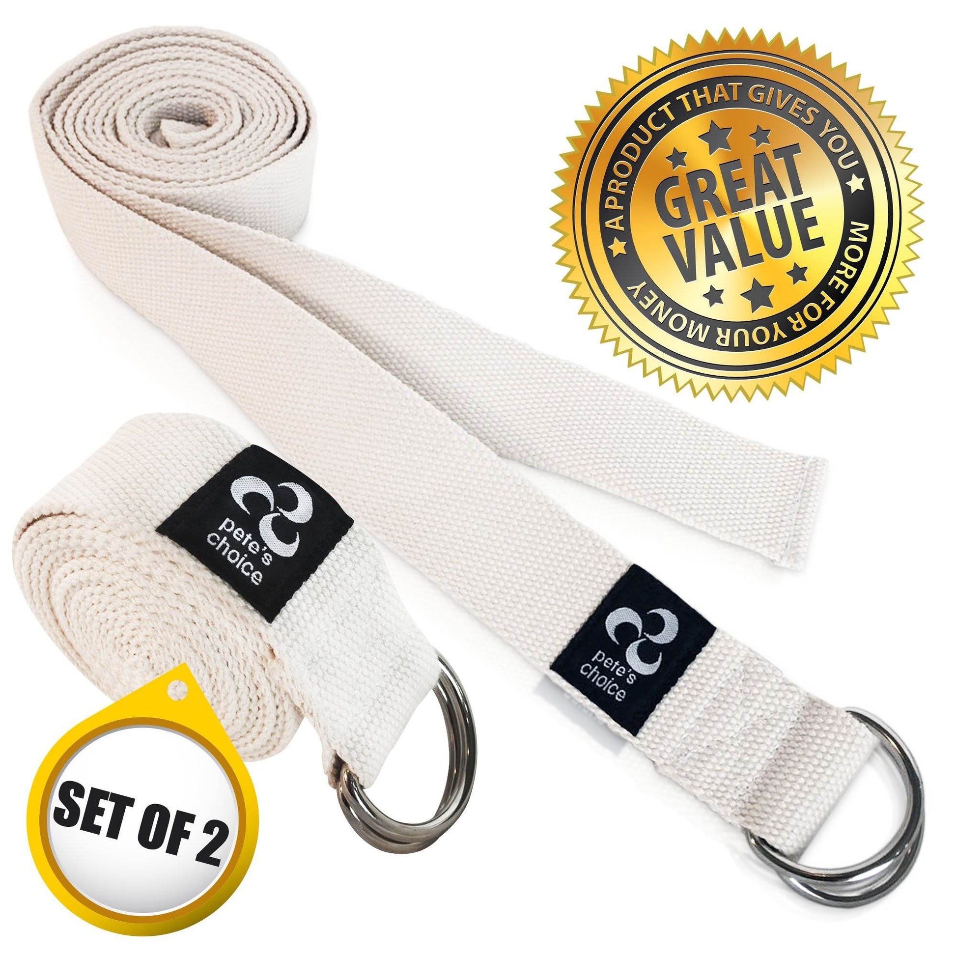 2 PACK Yoga Exercise Adjustable Straps 8Ft | BONUS eBook | with Durable D-Ring For Pilates & Gym Workouts | Hold Poses, Stretch, Improve Flexibility & Maintain Balance - zenfulharmony.com