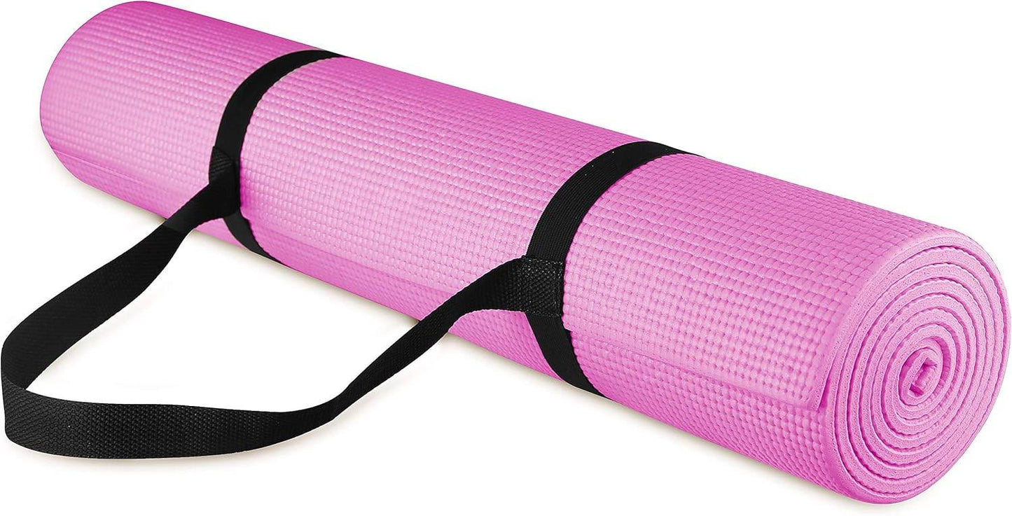 All Purpose 1/4-Inch High Density Anti-Tear Exercise Yoga Mat with Carrying Strap, Multiple Colors - zenfulharmony.com