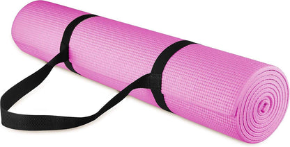 All Purpose 1/4-Inch High Density Anti-Tear Exercise Yoga Mat with Carrying Strap, Multiple Colors - zenfulharmony.com