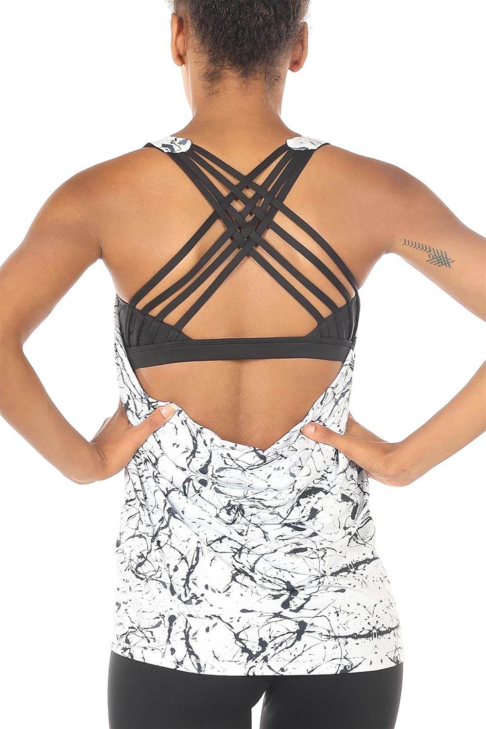 icyzone Women's Open Back Workout Athletic Yoga Tank Tops with Built in Bra - zenfulharmony.com
