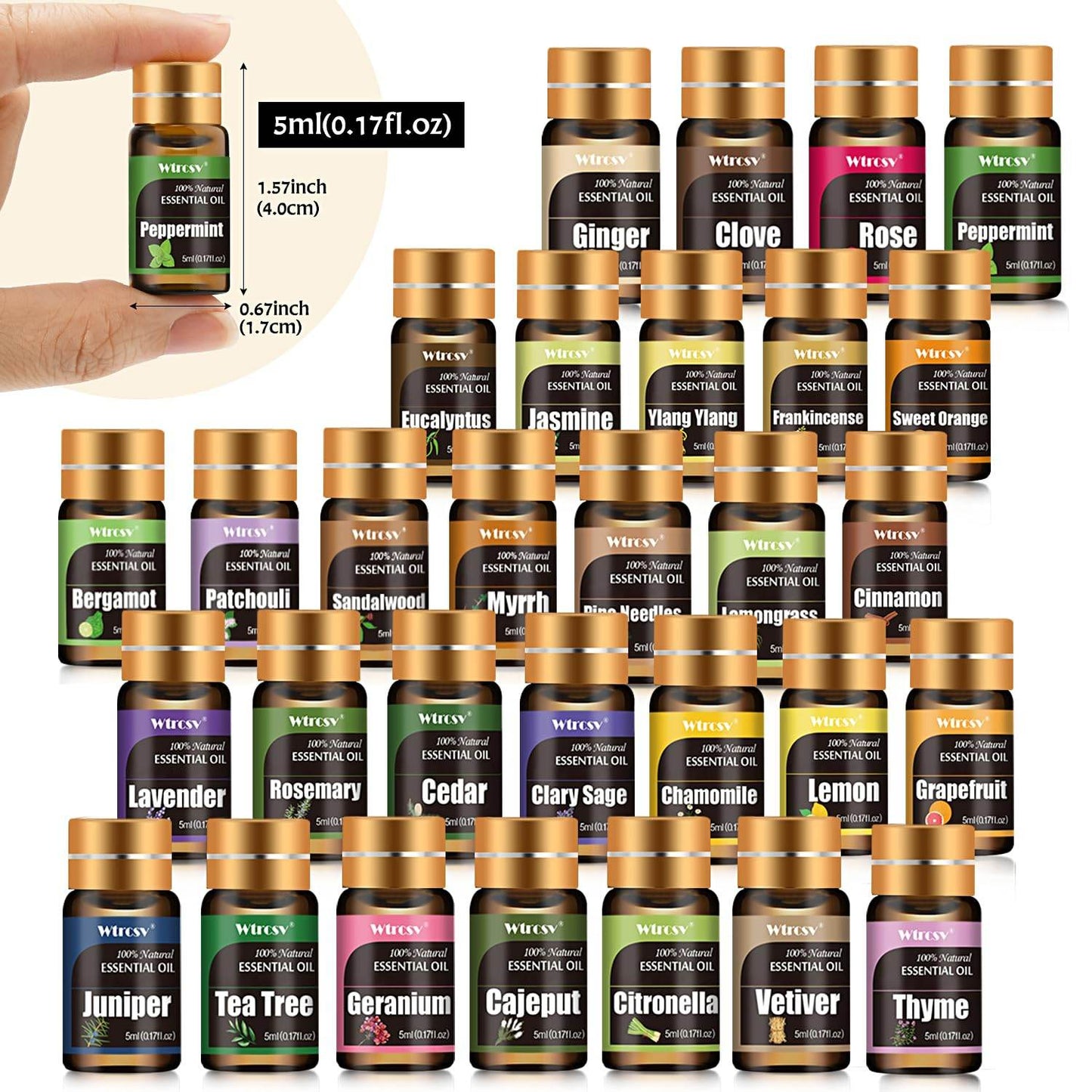 Essential Oils Set -Essential Oils - 100% Natural Essential Oils-Perfect for Diffuser, Humidifier,Aromatherapy, Massage,Skin & Hair Care,30x5 ml(0.17fl.oz - zenfulharmony.com