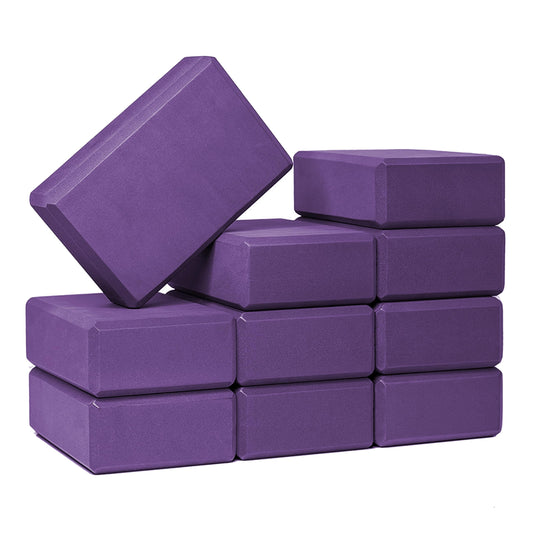 Hello Fit 3" Yoga Block, 10 Pack Bulk EVA Foam Yoga Blocks, Firm and Supportive Yoga Brick for Schools and Studios, Balance Foam for Stretching, Pilates, and Workout, 3" x 6" x 9", Purple - zenfulharmony.com