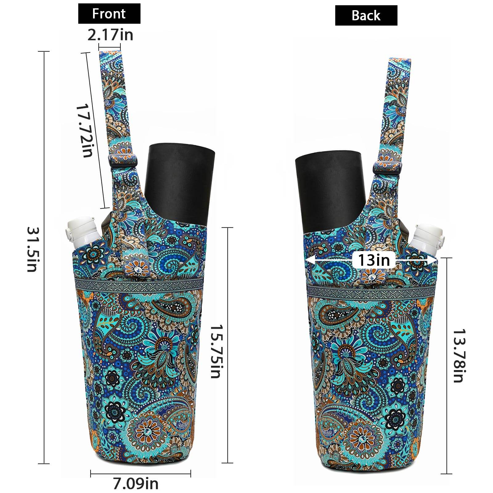 IwIeIaIrI Yoga Mat Bag with Large Size Pocket and Zipper Pocket，Yoga Bag Adjustable Shoulder Strap- Holds More Yoga Accessories - zenfulharmony.com
