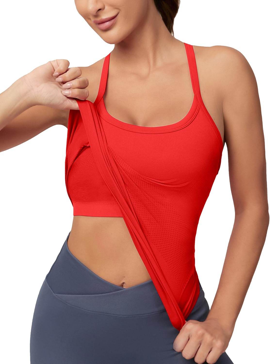 MathCat Workout Tank Tops for Women with Built in Bra, Sleeveless Gym Tops Seamless Racerback Athletic Yoga Shirts - zenfulharmony.com