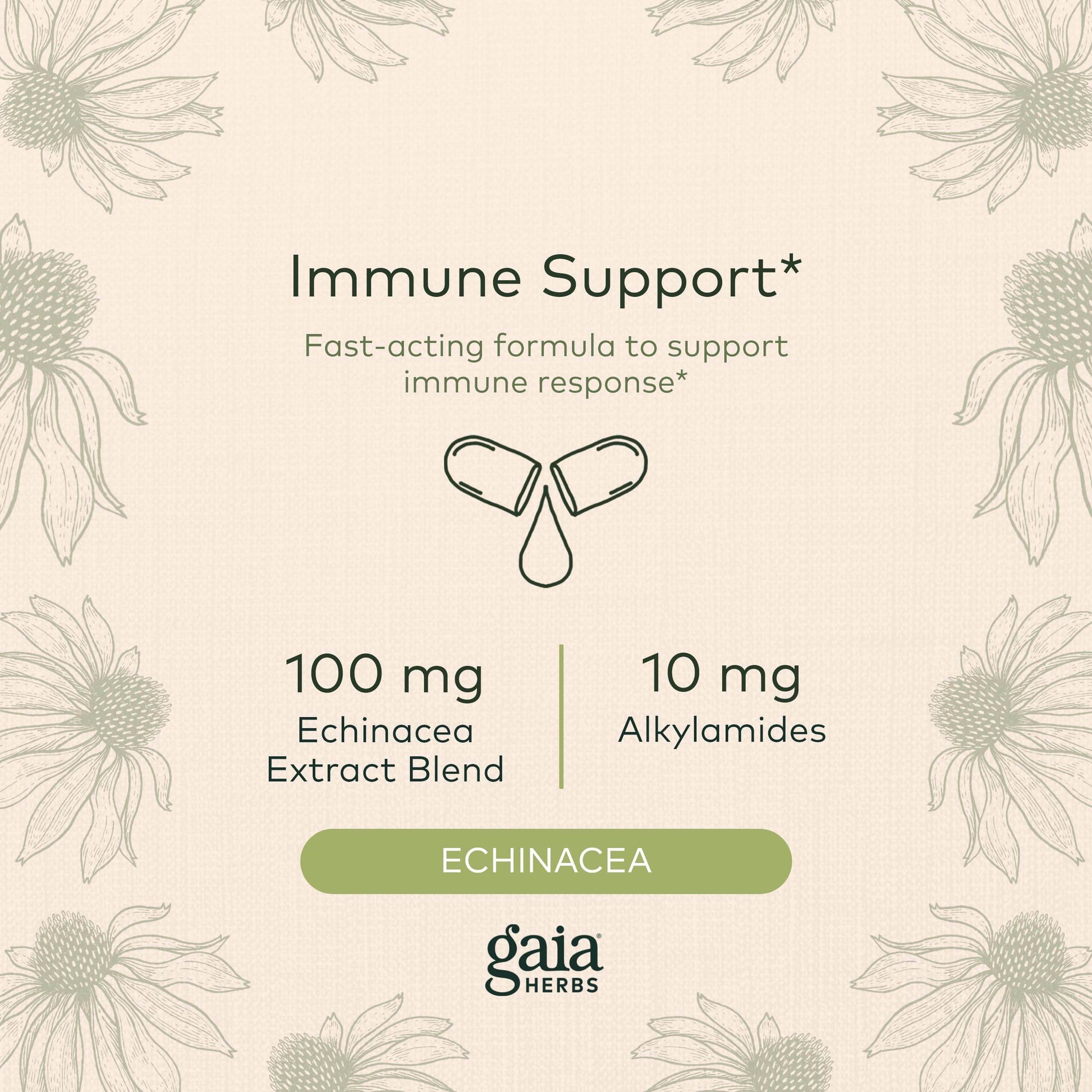 Gaia Herbs Quick Defense - Fast-Acting Immune Support Supplement for Use at Onset of Symptoms - with Echinacea, Black Elderberry, Ginger & Andrographis - 80 Vegan Liquid Phyto-Capsules (8-Day Supply) - zenfulharmony.com