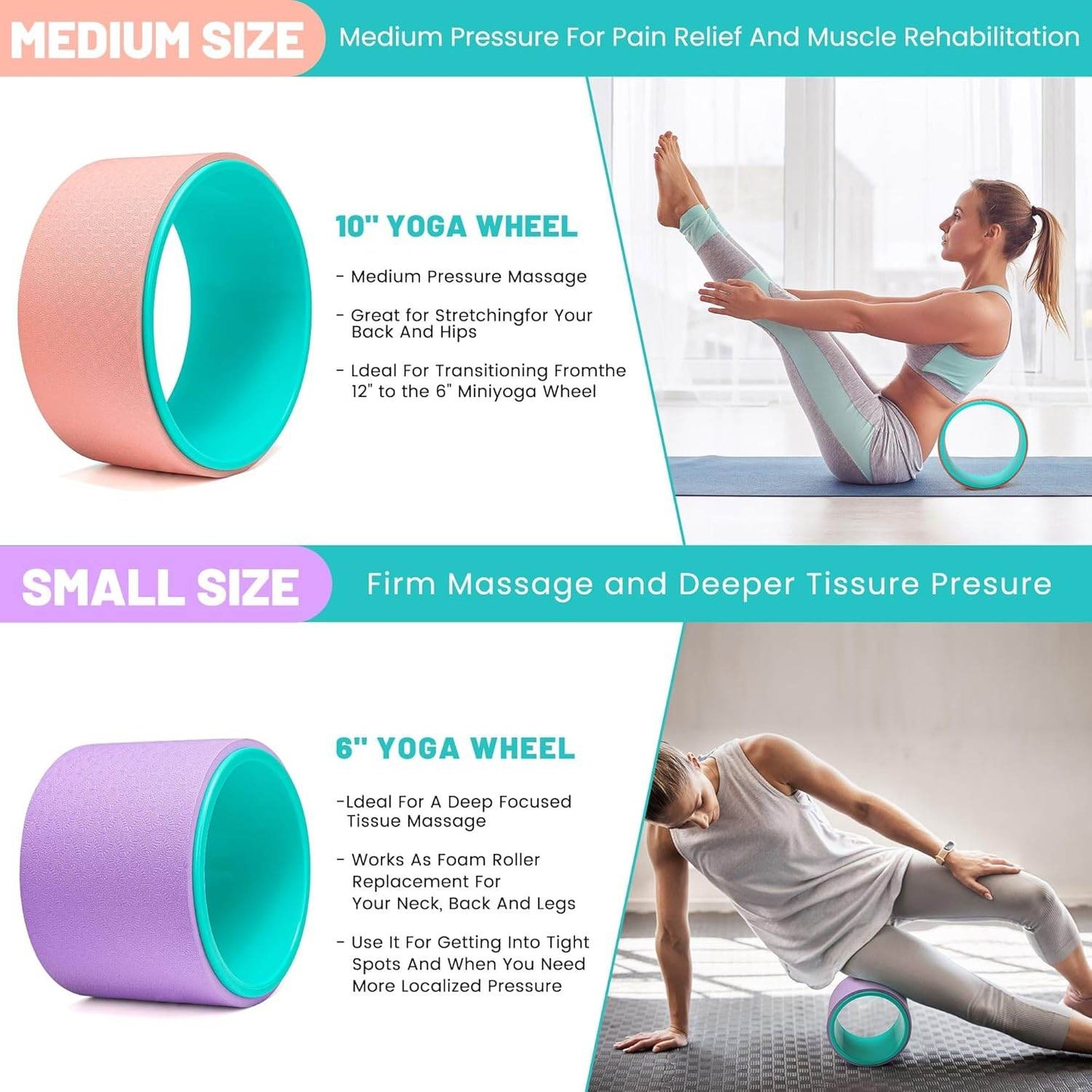 Back Roller Set, Back Roller Foam for Back Pain, Back Wheel for Deep Tissue Massage, Yoga Wheel for Back Pain & Stretching, Back Cracker - zenfulharmony.com