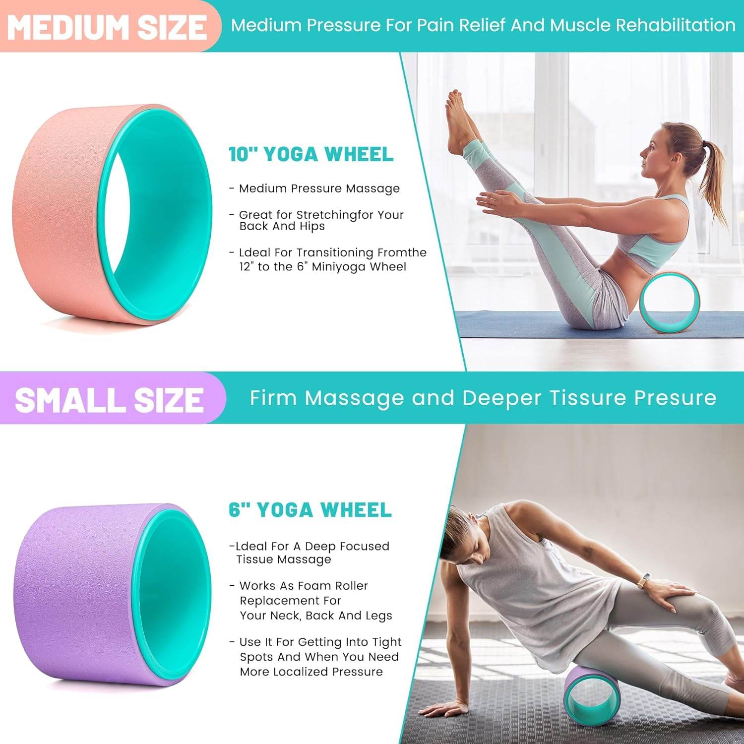 Back Roller Set, Back Roller Foam for Back Pain, Back Wheel for Deep Tissue Massage, Yoga Wheel for Back Pain & Stretching, Back Cracker - zenfulharmony.com