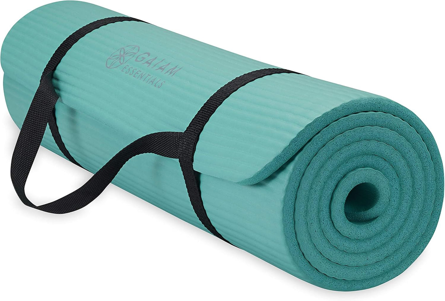 Gaiam Essentials Thick Yoga Mat Fitness & Exercise Mat with Easy-Cinch Yoga Mat Carrier Strap, 72"L x 24"W x 2/5 Inch Thick - zenfulharmony.com