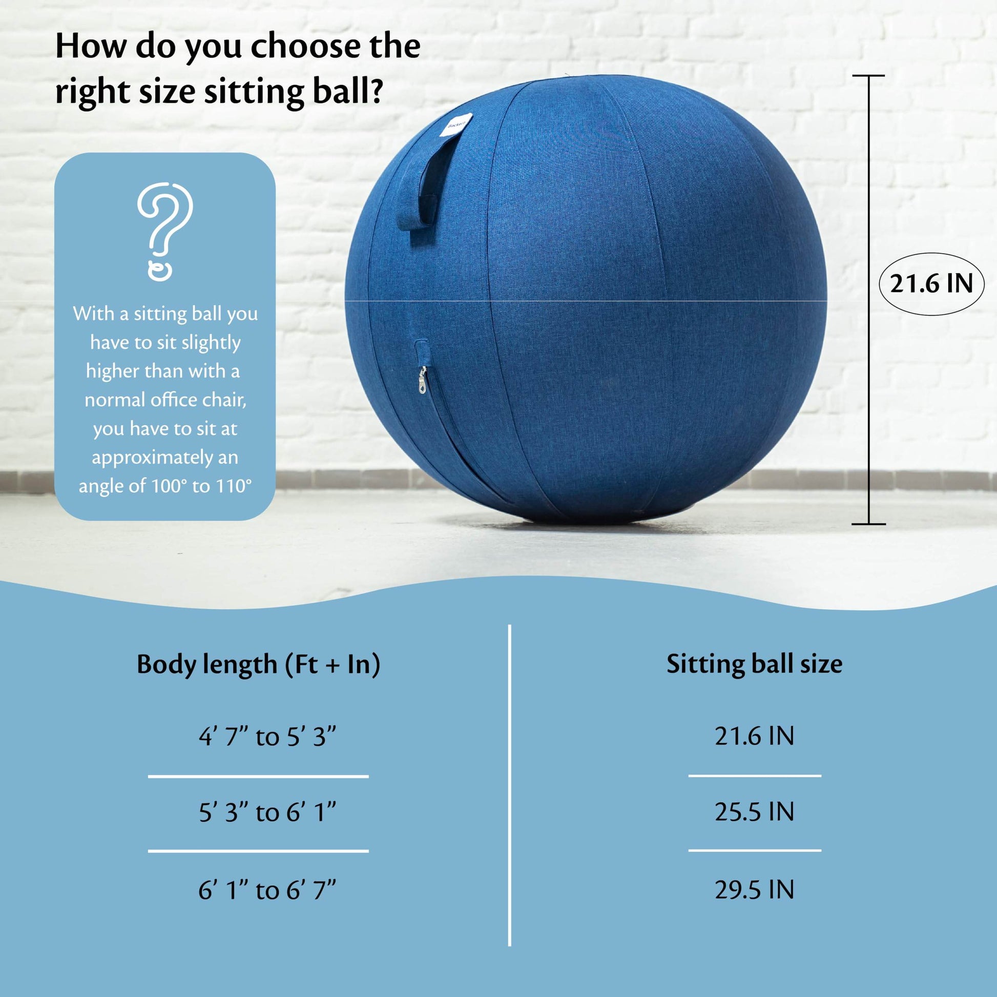 Backerz Balance Ball Chair for Office & Home - Ergonomic Exercise Ball for Posture & Back Pain Relief, Yoga Ball Chair - Sitting Ball with Washable Linen Cover - zenfulharmony.com