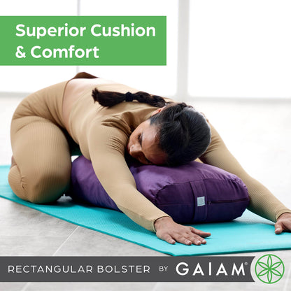 Gaiam Yoga Bolster - Long, Rectangular Meditation Pillow - Supportive Cushion for Restorative Yoga and Sitting on the Floor - Built-In Carrying Handle - Machine Washable Cover' - zenfulharmony.com