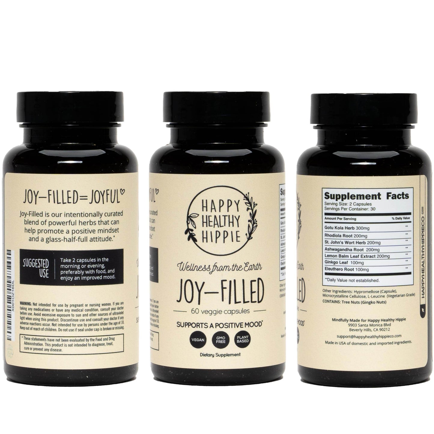 Joy-Filled Mood Support Supplement with St. Johns Wort | Stress Relief Supplement - Helps Calm The Mind & Body | 100% Plant-Based, Ashwagandha, Rhodiola Rosea, Eleuthero | Herbal, 60 ct - zenfulharmony.com