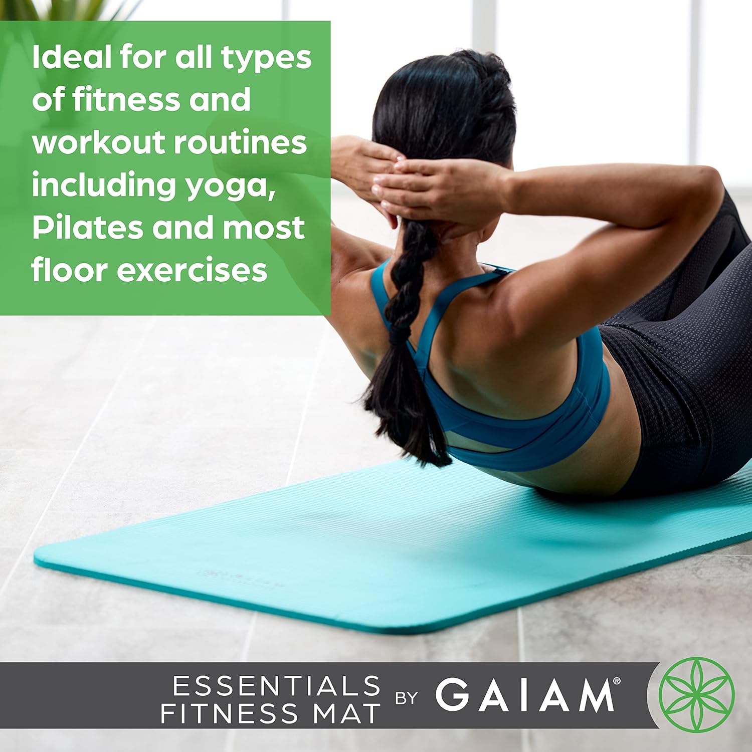 Gaiam Essentials Thick Yoga Mat Fitness & Exercise Mat with Easy-Cinch Yoga Mat Carrier Strap, 72"L x 24"W x 2/5 Inch Thick - zenfulharmony.com