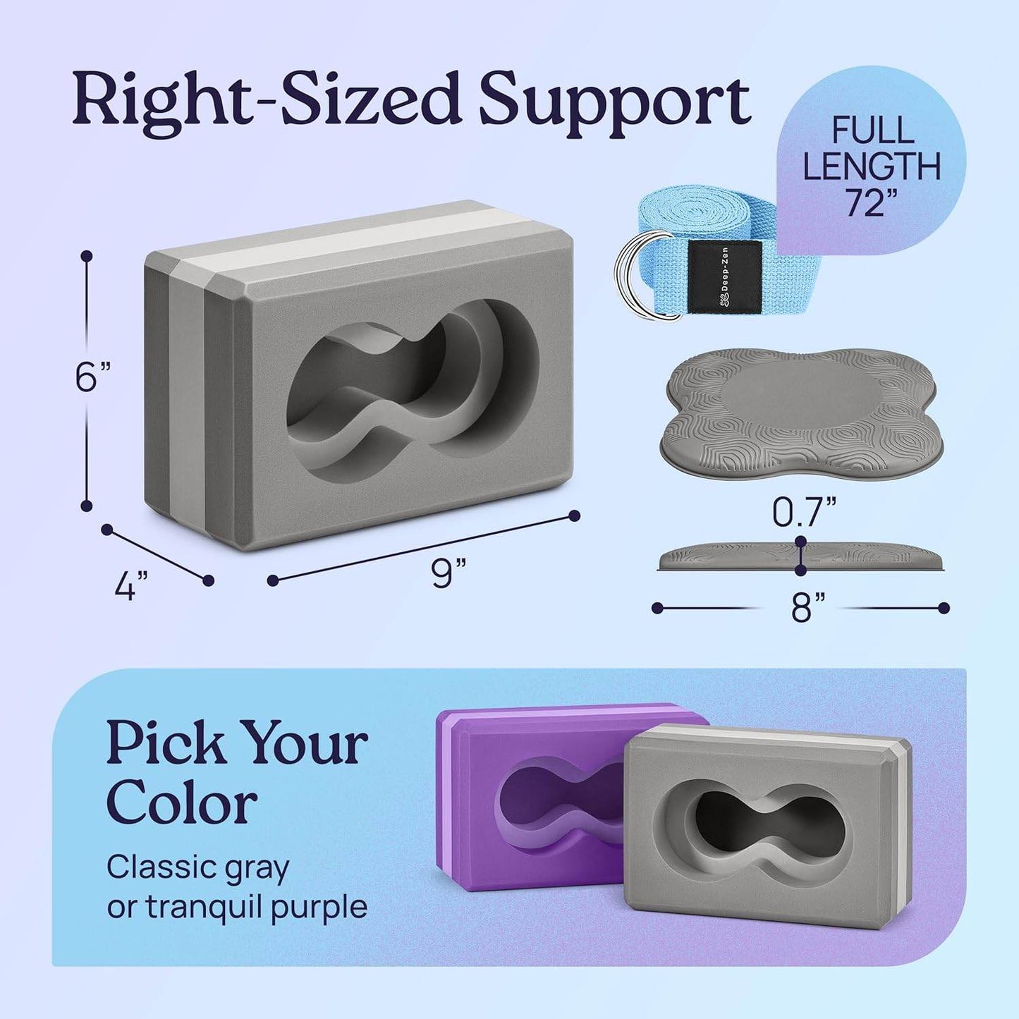 Deep-Zen® Yoga Blocks Wrist Support; Yoga Blocks 2 Pack with Knee Pads and Strap to Put Less Weight on Wrists; Durable, Versatile Yoga Brick Exercise Block Set, Blocks Yoga - zenfulharmony.com