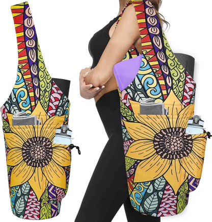 Yoga Mat Bag - Large Opening Long Tote Yoga Mat Carrier Holder Bag with Waterproof Wet Zipper Pocket and Drawstring Water Bottle Pocket - Yoga Bag Fit Most Size Mats - zenfulharmony.com