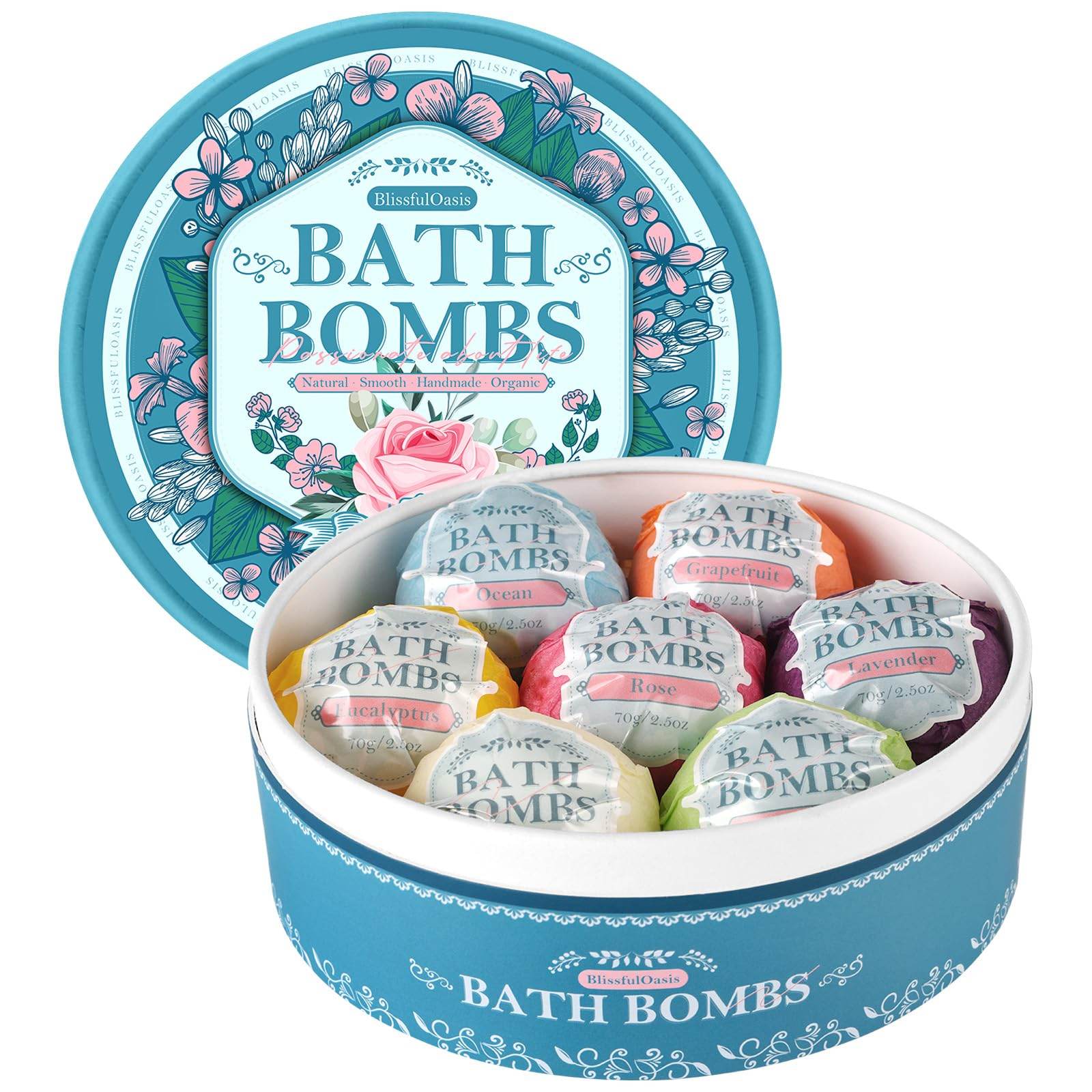 Bath Bombs Set, 7 Packs Bubble Fizzies Relaxation with Shea Butter, Dry Skin Moisturize, Birthday, Christmas Gift, Valentine’s Idea for Women, Mother, Wife, Girlfriend - zenfulharmony.com