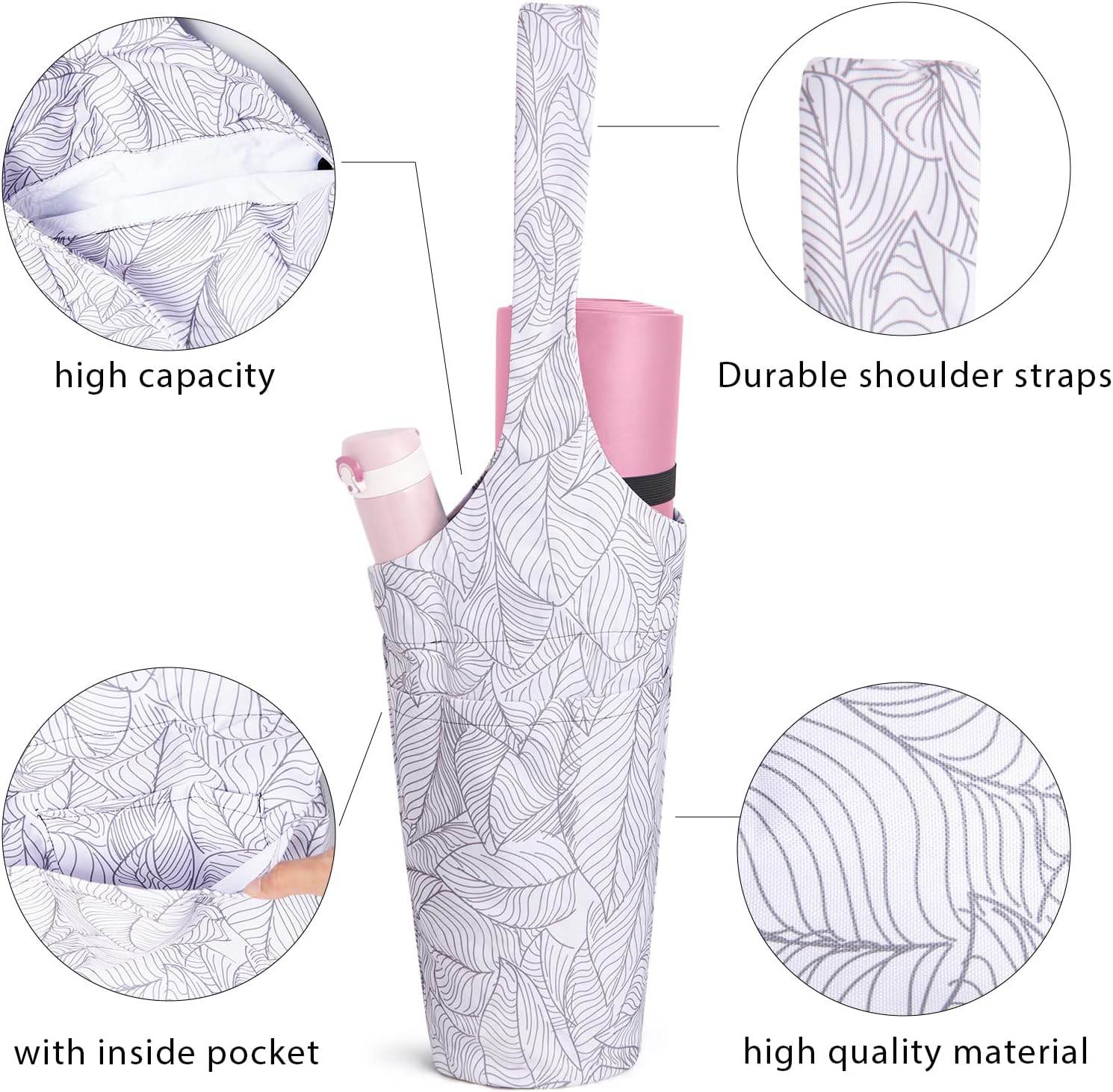 IwIeIaIrI Yoga Mat Bag with Large Size Pocket and Zipper Pocket，Yoga Bag Adjustable Shoulder Strap- Holds More Yoga Accessories - zenfulharmony.com