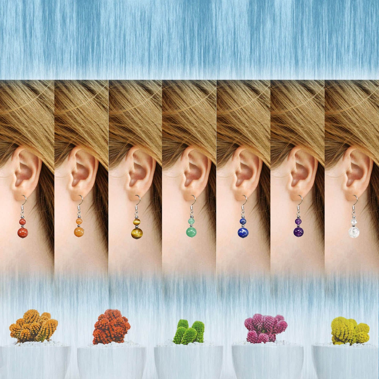Ayriwoyi Beaded Stone Earrings Dangle Earrings for Women Healing Crystal Earrings Colorful Chakra Earrings Drop Earrings Lightweight Gemstone Earrings - zenfulharmony.com