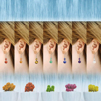 Ayriwoyi Beaded Stone Earrings Dangle Earrings for Women Healing Crystal Earrings Colorful Chakra Earrings Drop Earrings Lightweight Gemstone Earrings - zenfulharmony.com
