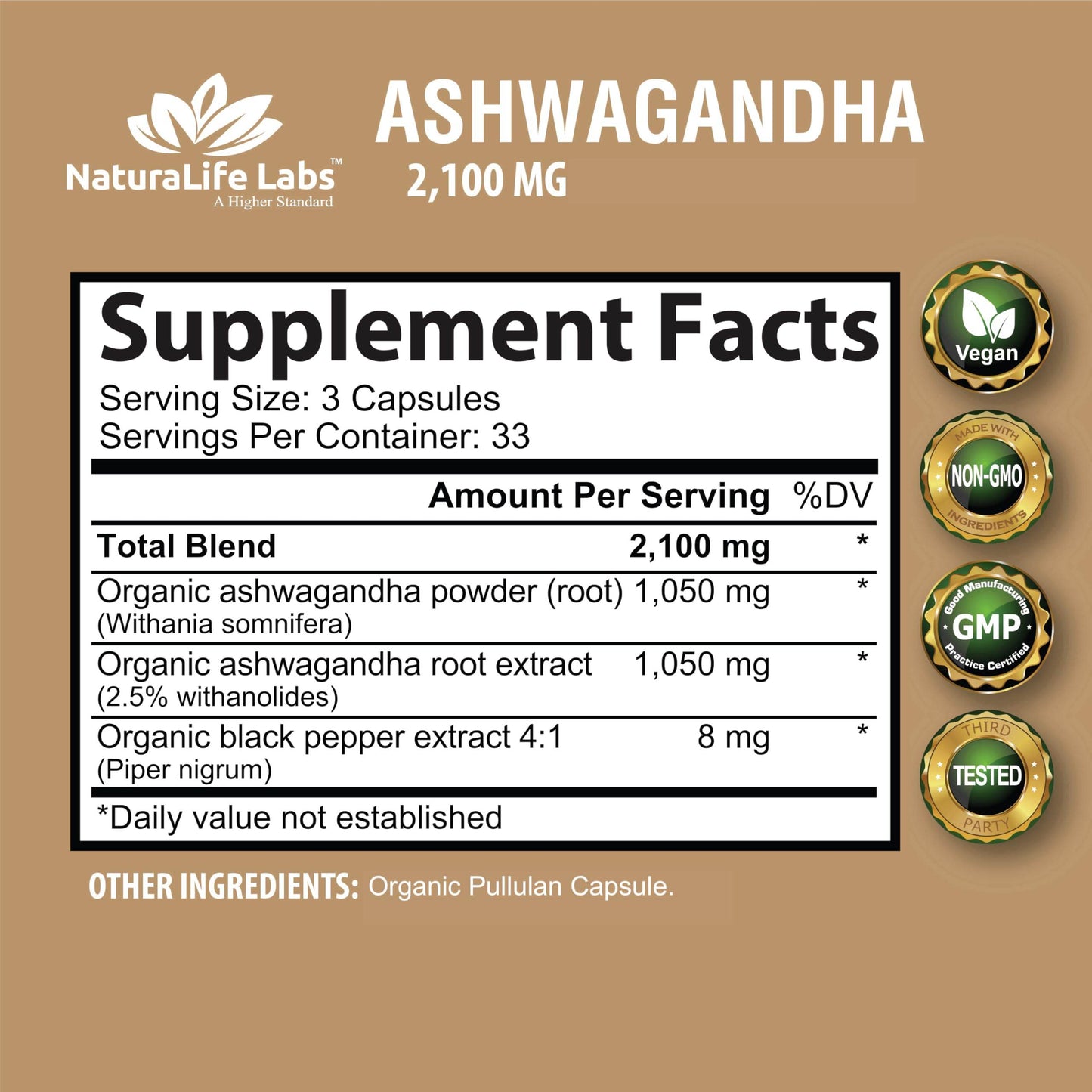 Organic Ashwagandha 2,100 mg - 100 Veggie Capsules Pure Organic Ashwagandha Powder and Root Extract - Stress Relief, Mood Enhancer - zenfulharmony.com