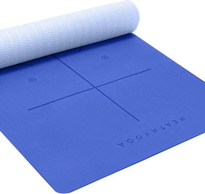 Heathyoga Eco Friendly Non Slip Yoga Mat, Body Alignment System, SGS Certified TPE Material - Textured Non Slip Surface and Optimal Cushioning,72"x 26" Thickness 1/4" - zenfulharmony.com