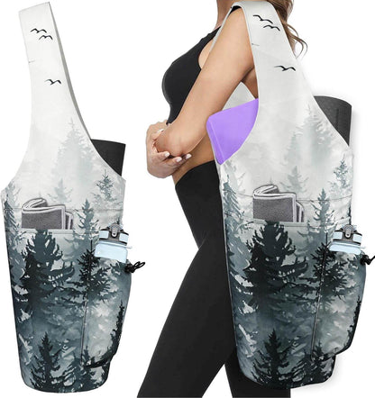 Yoga Mat Bag - Large Opening Long Tote Yoga Mat Carrier Holder Bag with Waterproof Wet Zipper Pocket and Drawstring Water Bottle Pocket - Yoga Bag Fit Most Size Mats - zenfulharmony.com