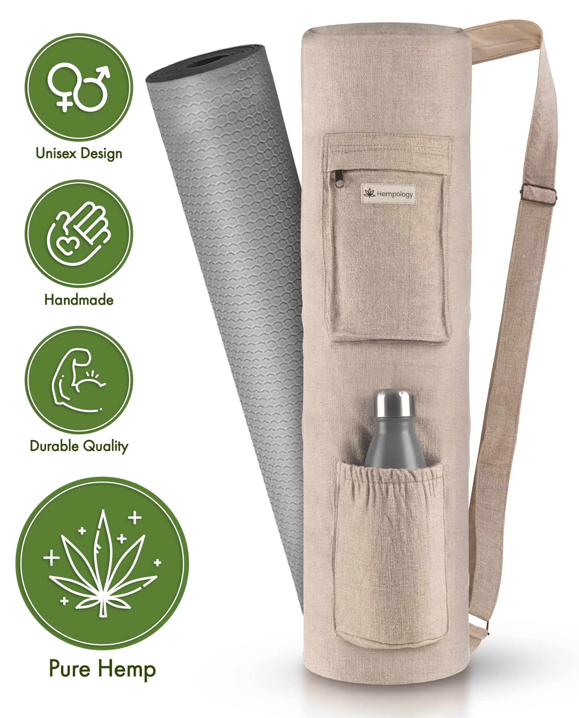 HEMPOLOGY Yoga Mat Bag - Yoga Mat Carrier with Adjustable Strap, Yoga Bag for Mat, Yoga Mat Bag Carrier for Standard Size Mats, Yoga Mat Bags, Yoga Mat Carrier for Men and Women (Beige) - zenfulharmony.com