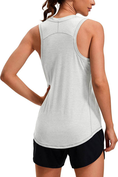 CRZ YOGA Lightweight Racerback Tank Tops for Women High Neck Workout Athletic Running Sleeveless Shirts - zenfulharmony.com