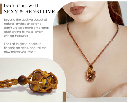 SANSWL 7 Chakra Healing Crystal Necklace Set - Boho Handmade Cord Cage and Hippie Energy Pendant Holder Real Crystal and Healing Stone Jewelry Spiritual Gift for Women Teen Christmas Gifts - zenfulharmony.com