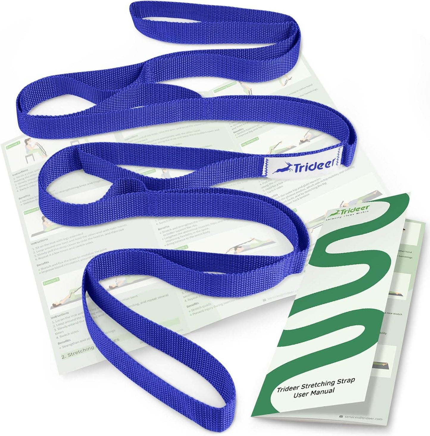 Trideer Stretching Strap Yoga Strap for Physical Therapy, 10 Loops Yoga Straps for Stretching, Non-Elastic Stretch Strap for Pilates, Exercise, Stretch Band for Women & Men with Exercise Book - zenfulharmony.com