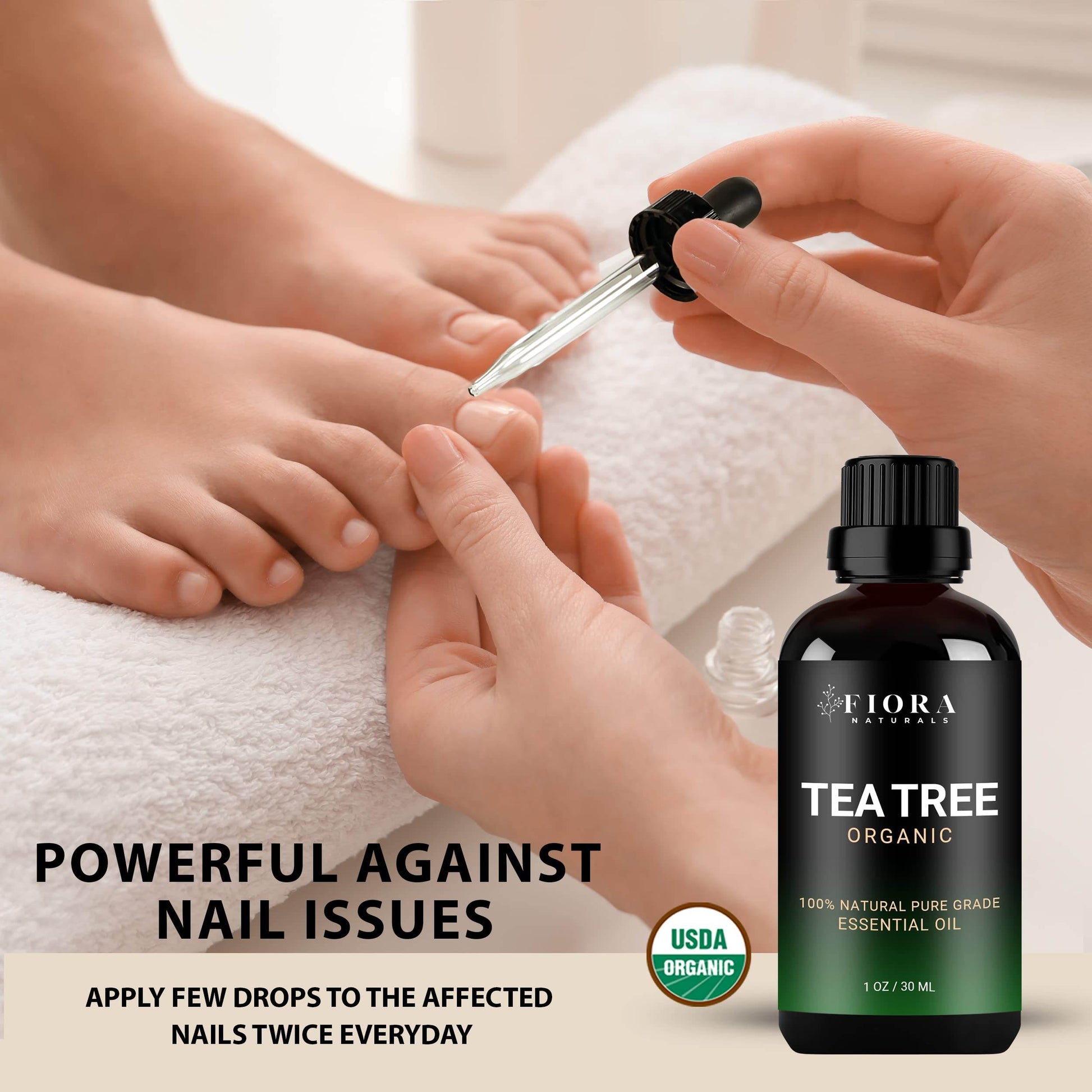 Tea Tree Essential Oil by Fiora Naturals- 100% Pure Organic Oil, for Face, Hair, Skin, Acne, Scalp, Foot and Toenails. Melaleuca Alternifolia, 1 oz /30ml - zenfulharmony.com